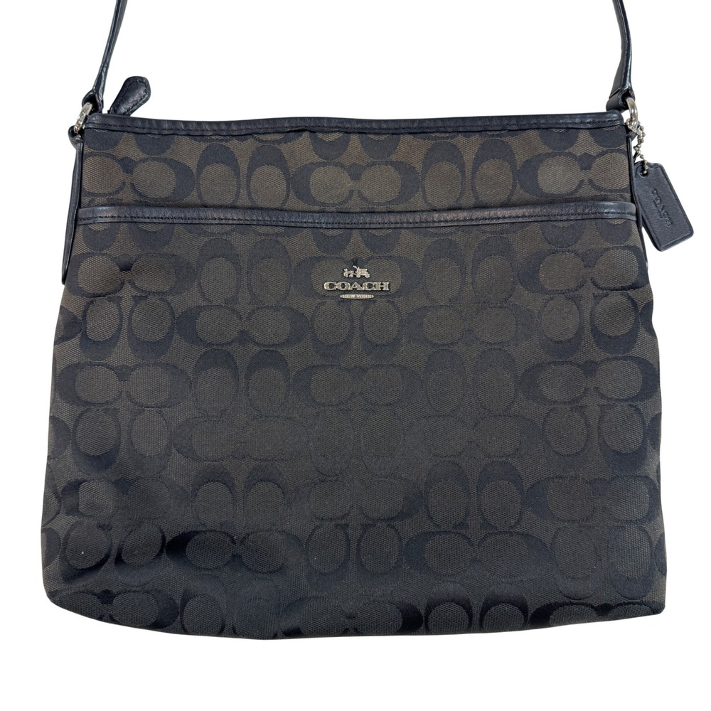 Coach Signature File Bag Black Smoke Canvas Crossbody F36378